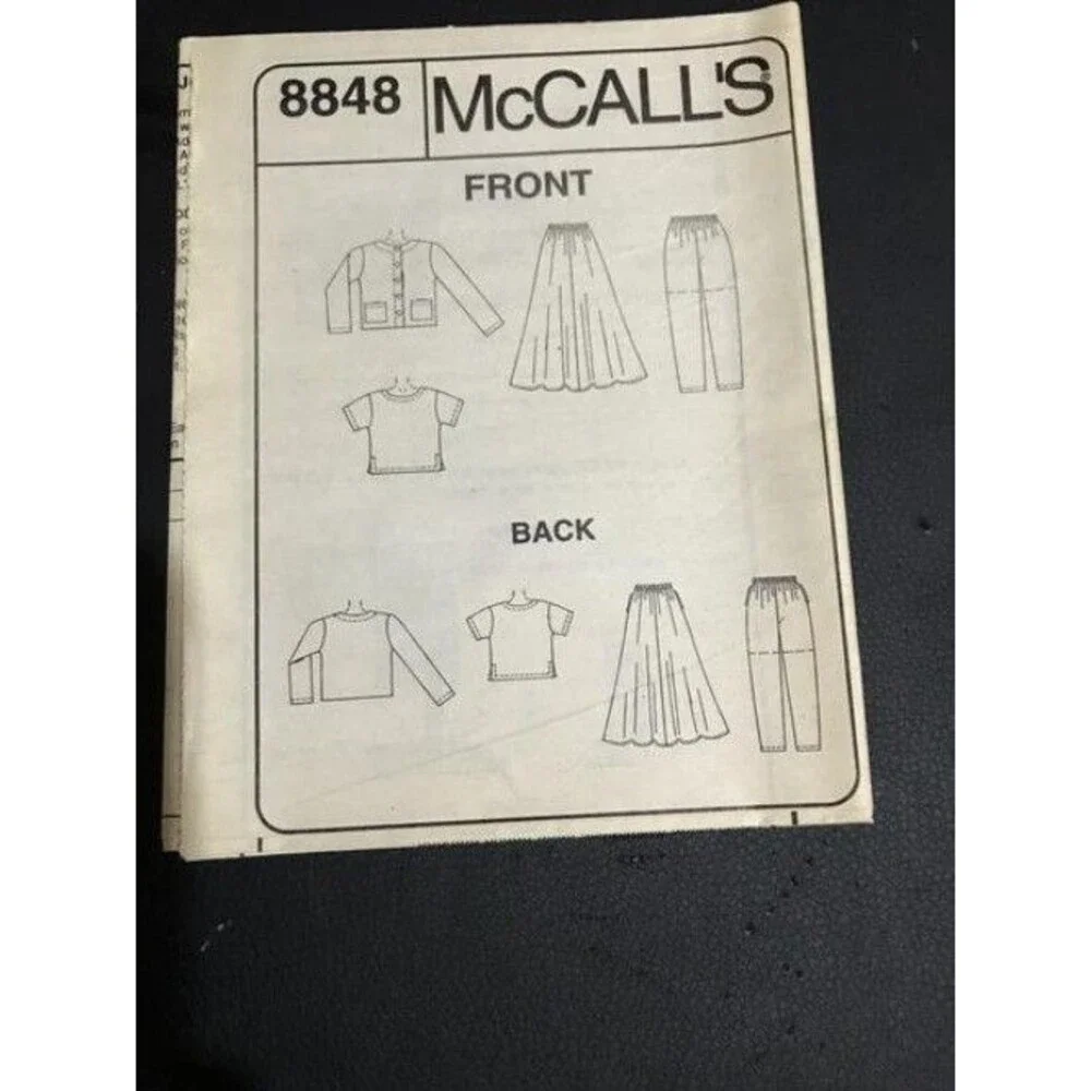 #8848 McCalls Separates top skirt shorts jacket Womens  sewing pattern,